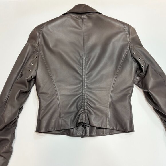 CRAZY COOL, SUPER RARE, NEW GIANNI VERSACE GRAY LEATHER PANT / JACKET SET 46 - Picture 12 of 16